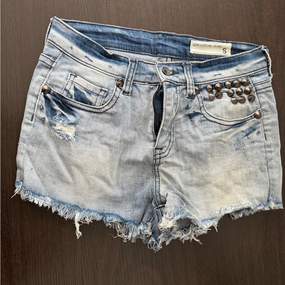 Love Culture Blue Jean Shorts Distressed Frayed